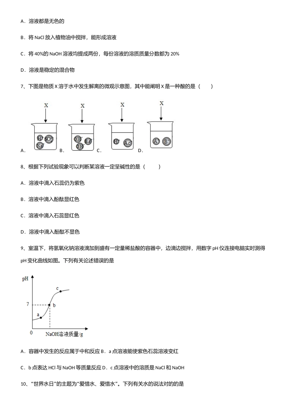 2025年初中九年级化学第十单元酸和碱知识点名师总结_第2页