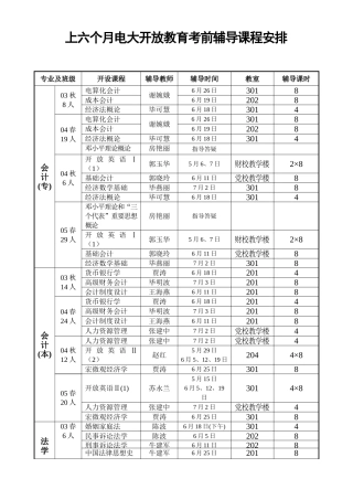 2025年上半年电大开放教育考前辅导课程安排