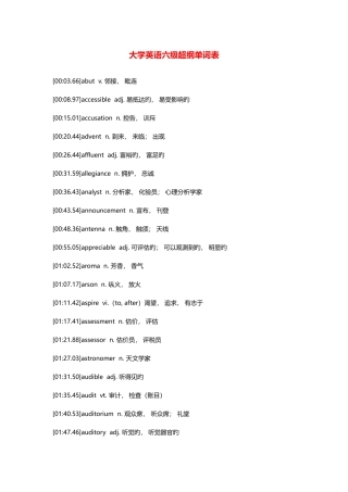 2025年大学英语六级超纲单词表