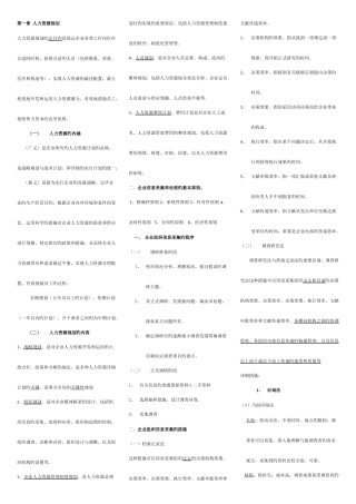 2025年人力资源管理师四级复习重点