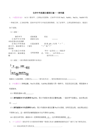 2025年中考化学真题分类汇编探究题含答案