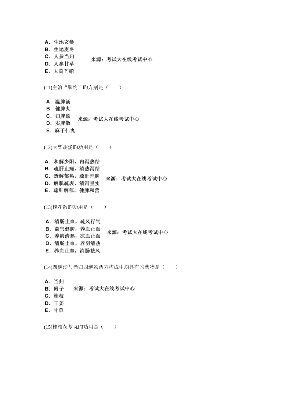 2025年中西医结合执业医师资格考试方剂学习题_第3页