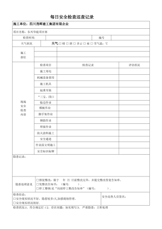 2025年安全员每日巡查记录