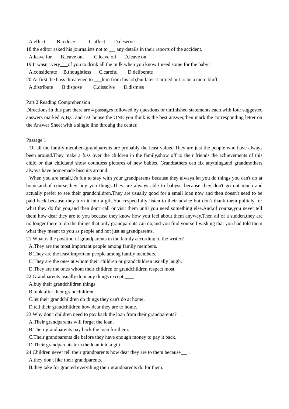 2025年湖北成人学士学位英语真题和答案文档良心出品_第2页