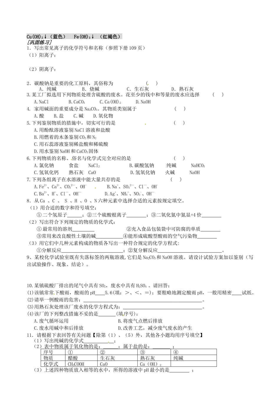 2025年九年级化学复习第一讲酸碱盐知识点_第2页