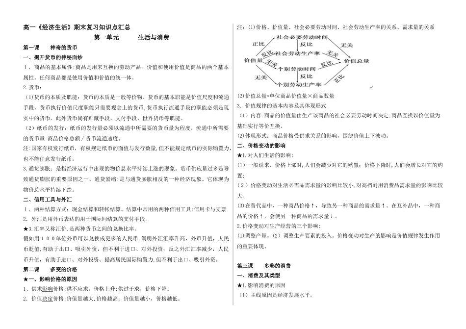 2025年高一期末复习知识点总结_第1页