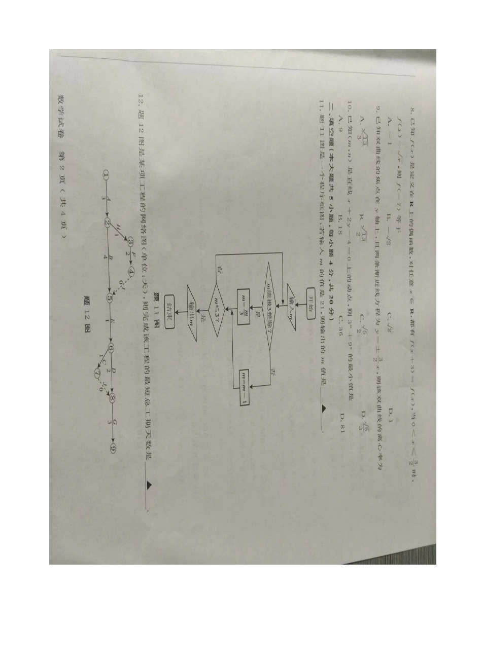 2025年江苏省对口单招数学试卷与答案_第2页
