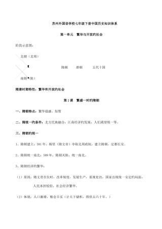 2025年七年级中国历史下册知识点整理