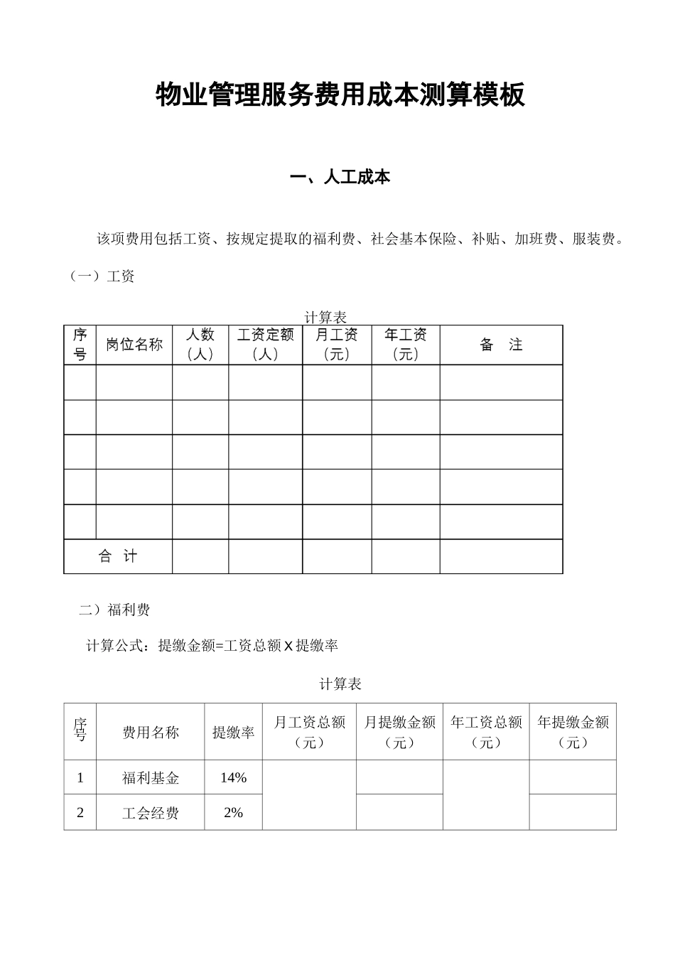 物业管理服务费用成本测算_第2页