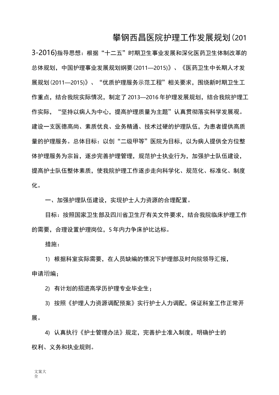 护理中长期发展规划保障要求措施_第1页