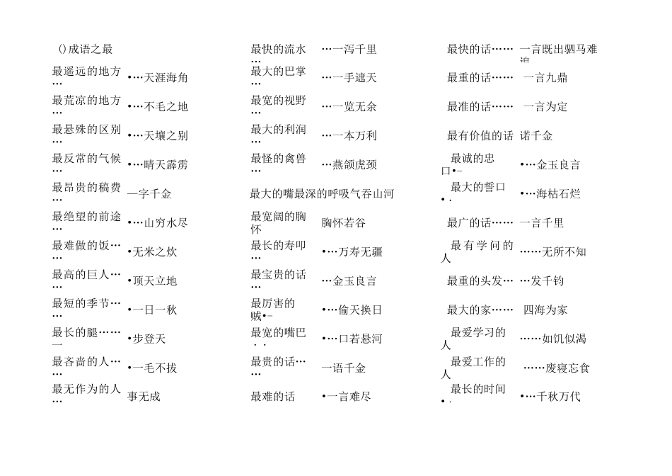成语大全(成语之最、成语接龙、成语典故含有动物的成语)_第1页
