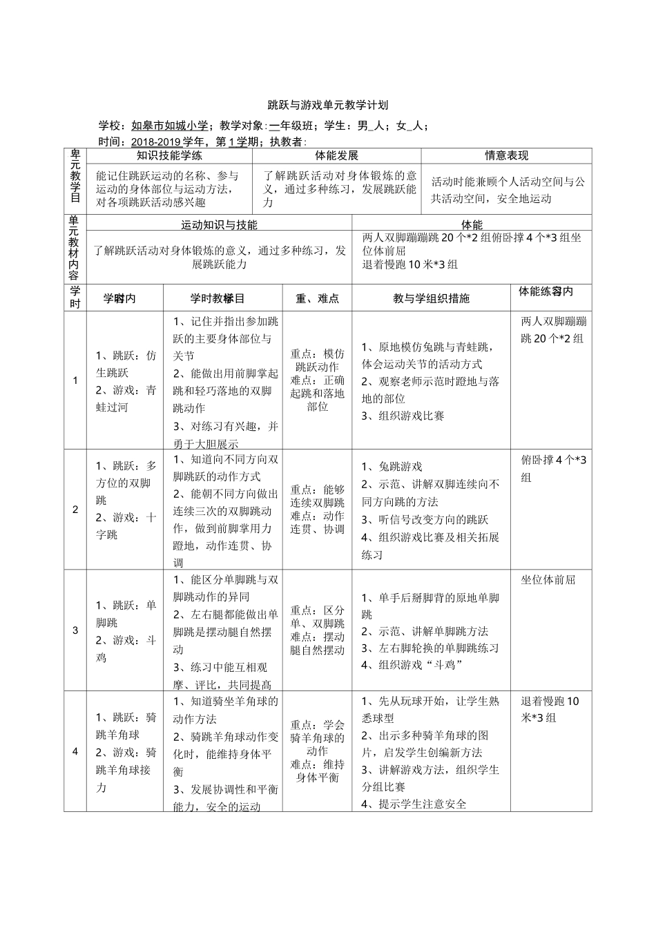 5跳跃与游戏单元教学计划4_第1页