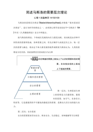 简述马斯洛的需要层次理论