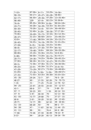 一年级算术100内加减法练习题