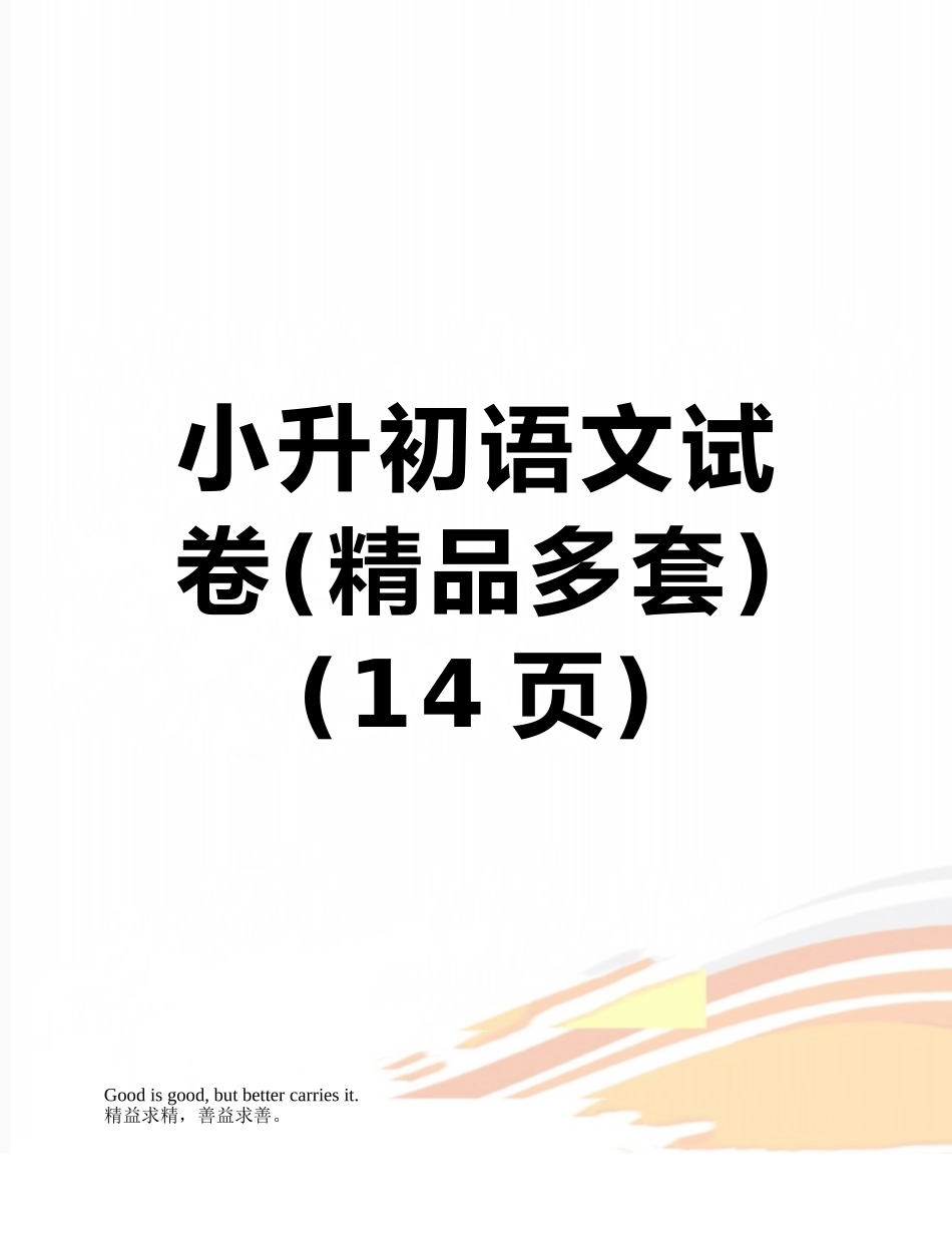 2025年小升初语文试卷多套_第1页