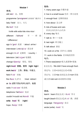 2025年外研版小学英语五年级下册知识点梳理
