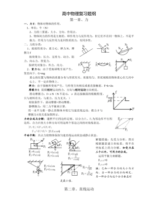 2025年高考理综物理总复习重要知识点归纳总结