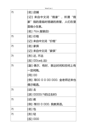 2025年TOPIK韩语初级单词
