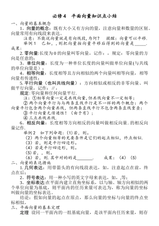 2025年平面向量知识点总结