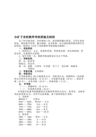 2025年台矿子弟校教师考核办法及细则