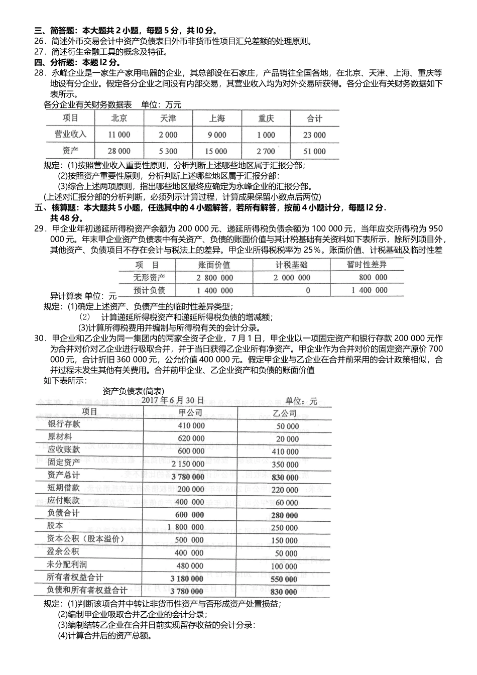 2025年00159高级财务会计真题及答案_第3页