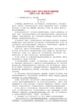 2025年中考语文总复习现代文阅读考点跟踪突破记叙文小说散文阅读