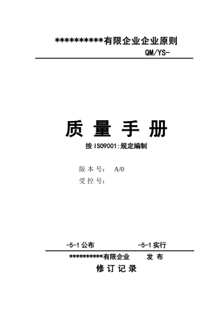2025年ISO9001全套质量管理体系文件