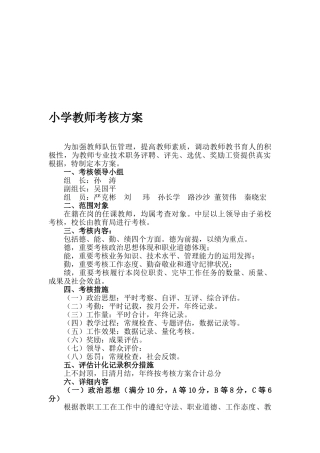 2025年小学教师考核方案