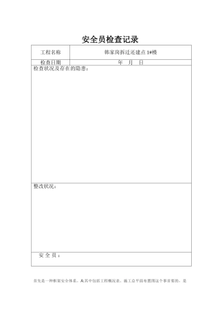 2025年安全员日巡视检查记录