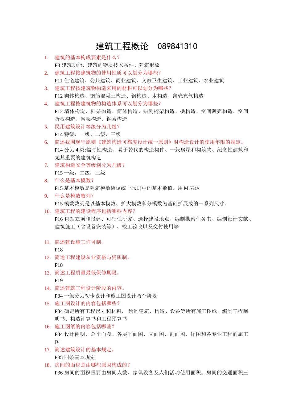 2025年08984建筑工程概论自考复习题及答案_第1页