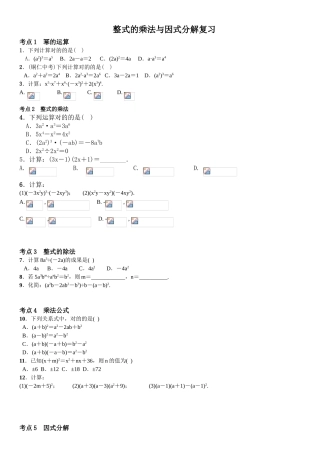 2025年整式的乘法与因式分解考点练习含答案