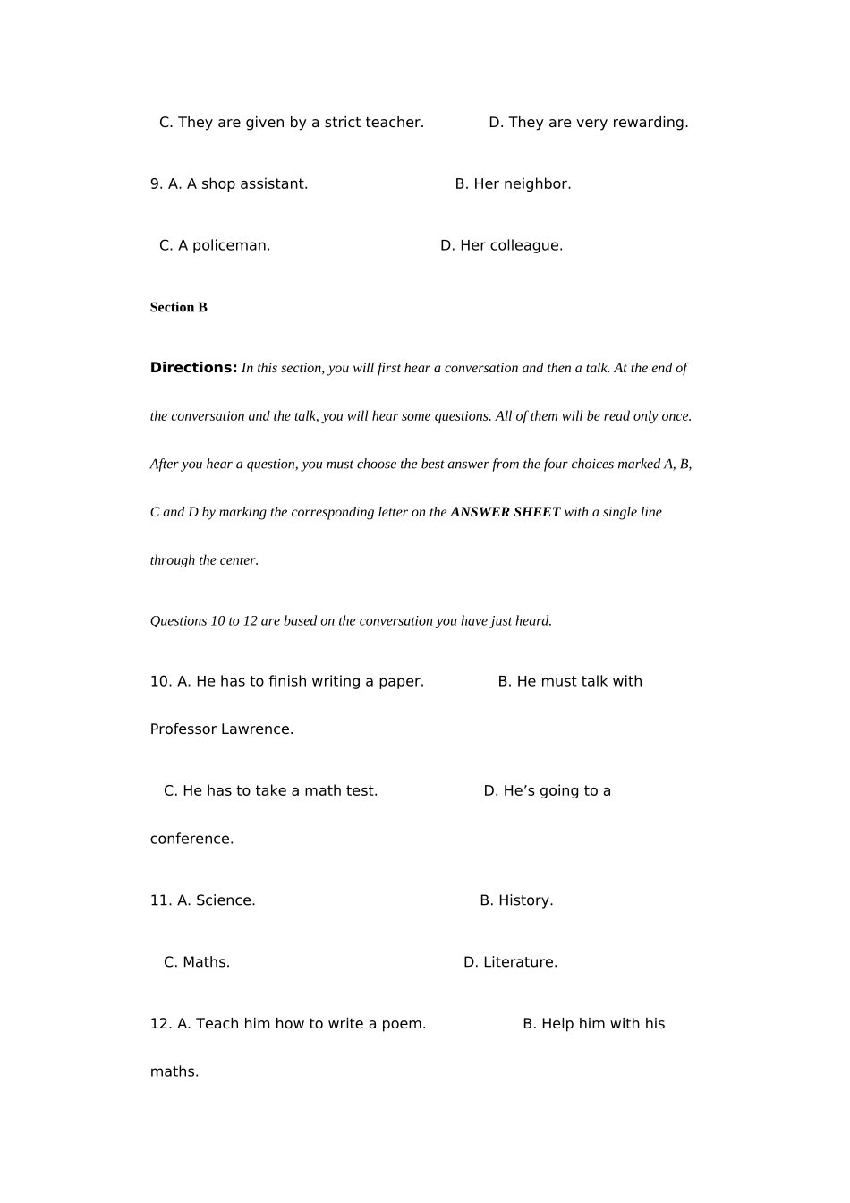 2025年同等学力人员申请硕士学位外国语水平统一考试试题及答案_第3页
