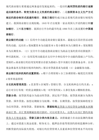 2025年商业银行考试重点
