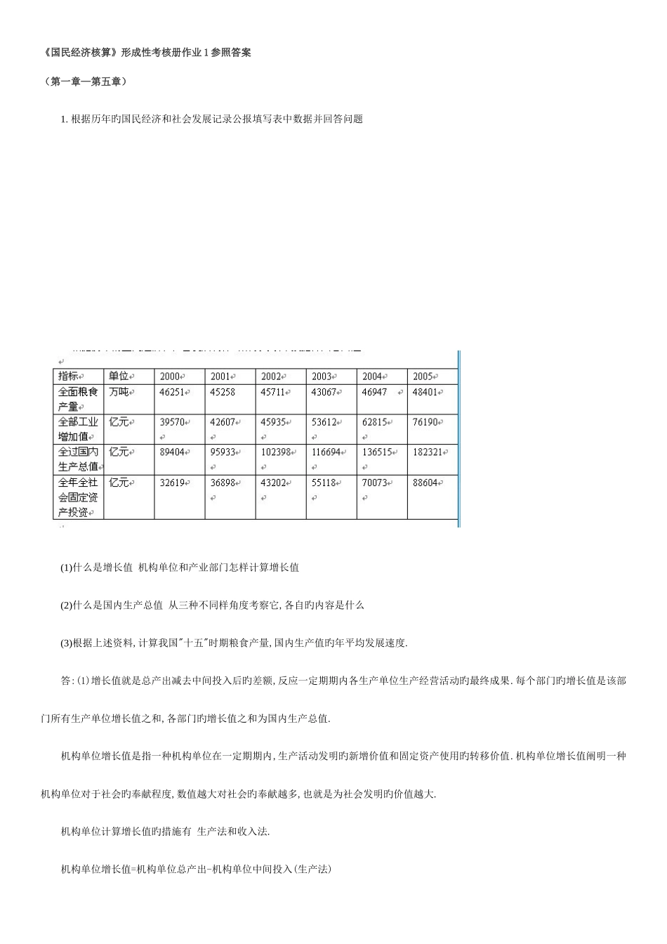 2025年国民经济核算形成性考核册参考答案_第1页