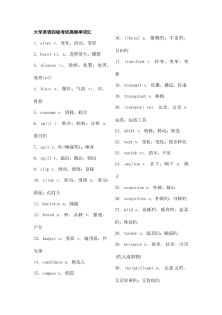 2025年大学英语四级考试高频率词汇