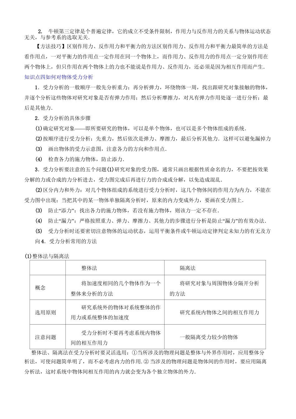 牛顿第一定律+牛顿第三定律 知识点总结与典例_第3页