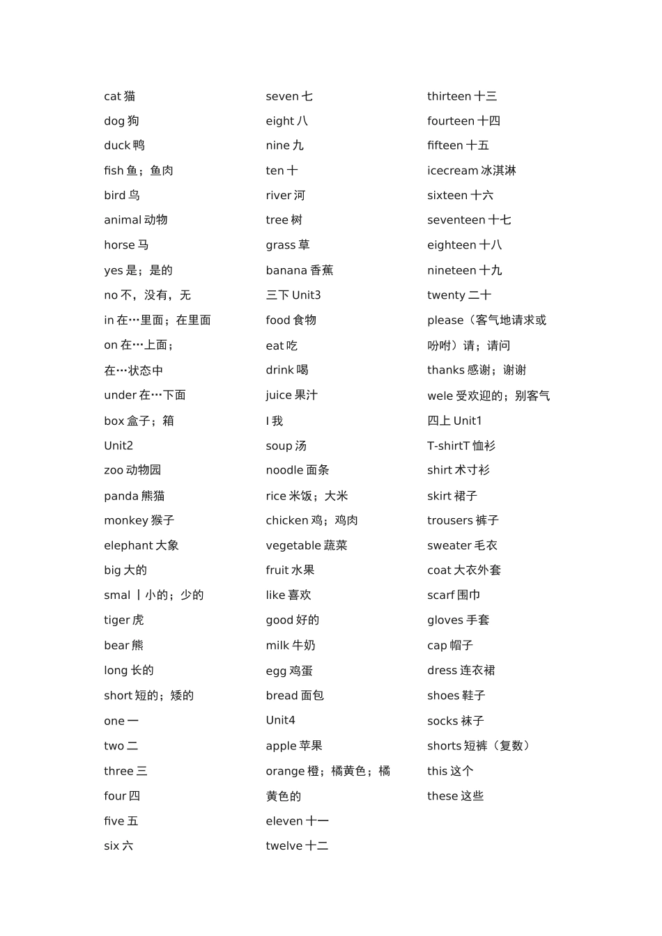 冀教版小学3-6年级全部英语单词_第2页