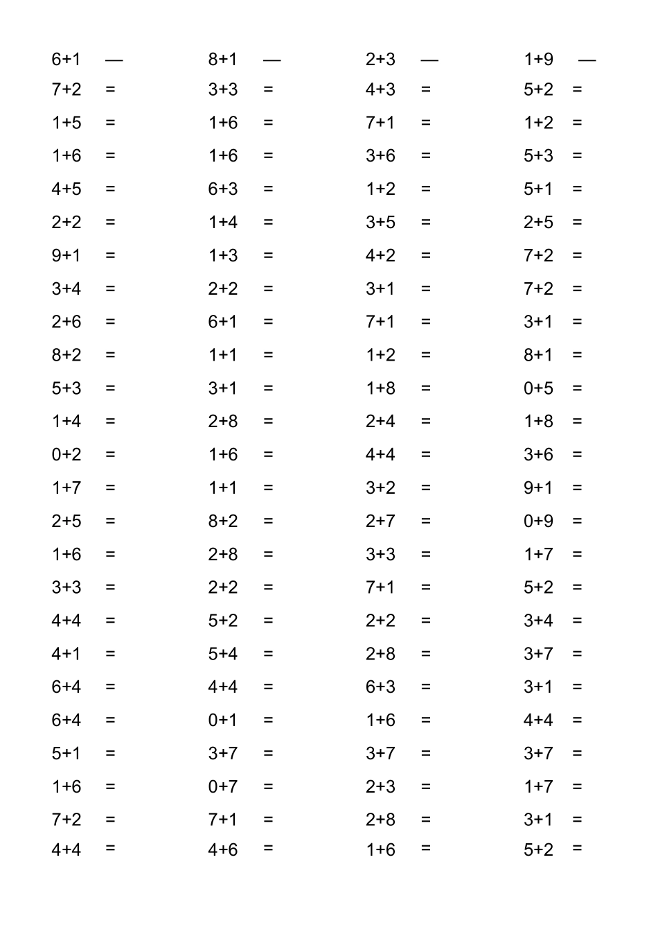 算术 10以内加法100题_第3页
