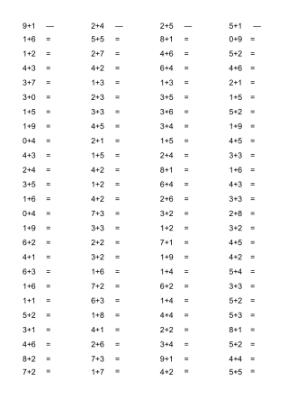 算术 10以内加法100题