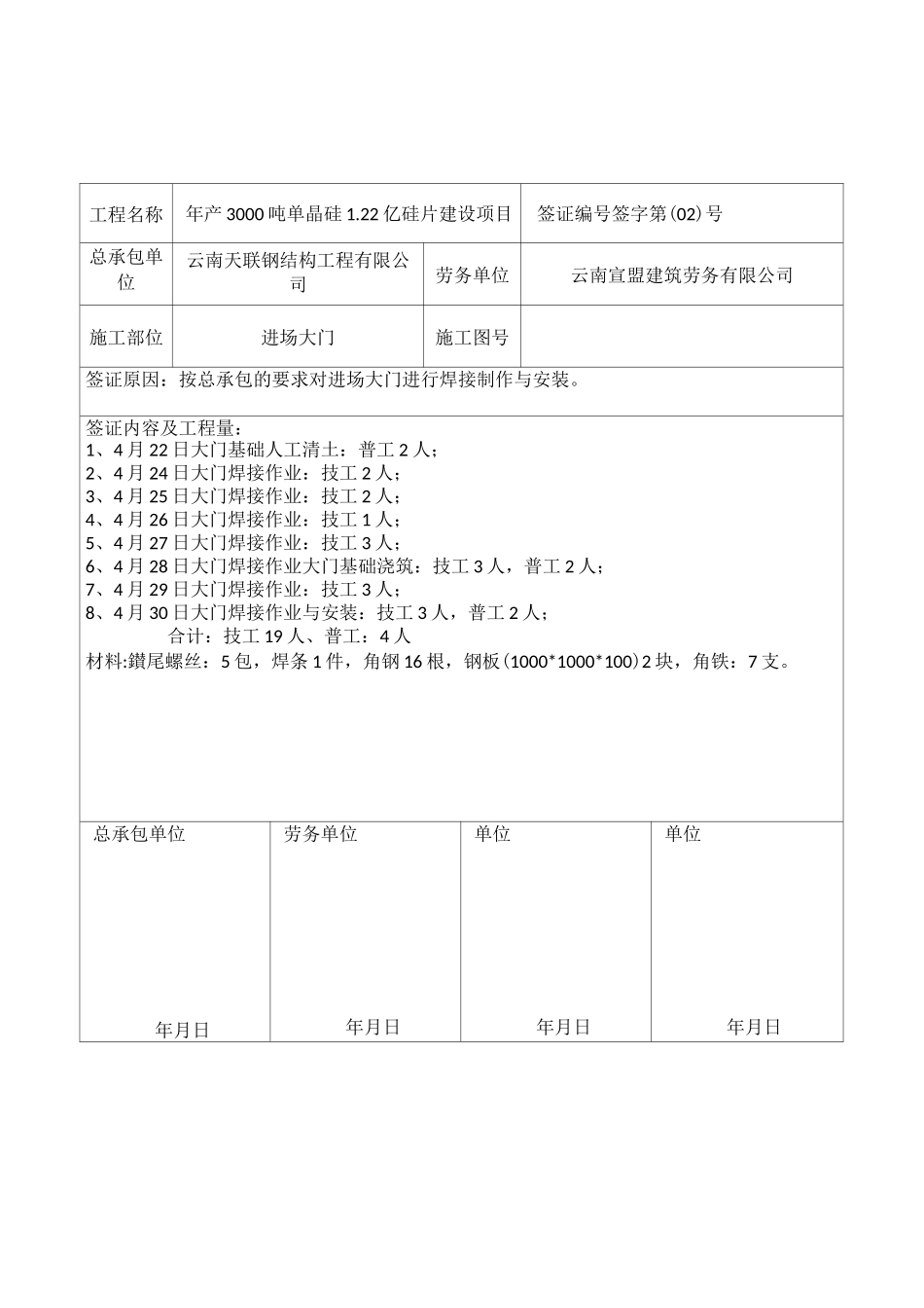 工程现场签证单模板_第2页