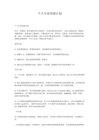 个人专业发展计划