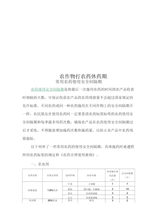 农作物打农药休药期