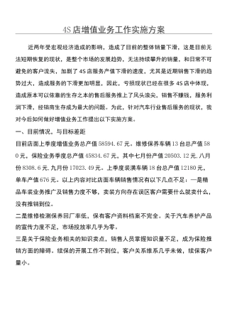 4S店增值业务工作实施方案