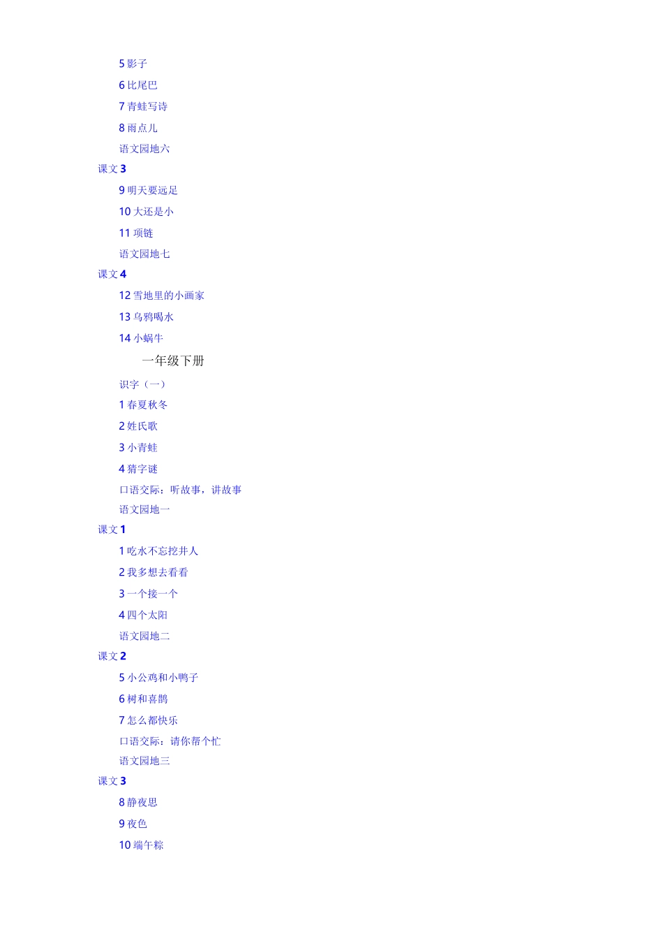 小学部编版语文教材目录_第2页