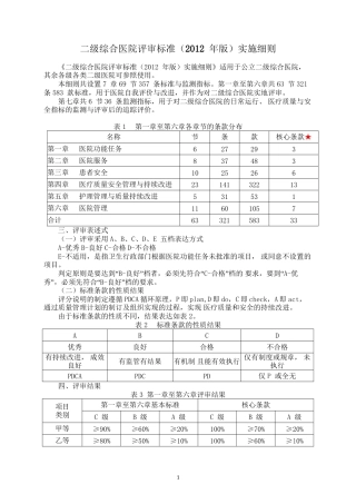 2022年医学专题—最新二级综合医院评审标准(33条核心标准)
