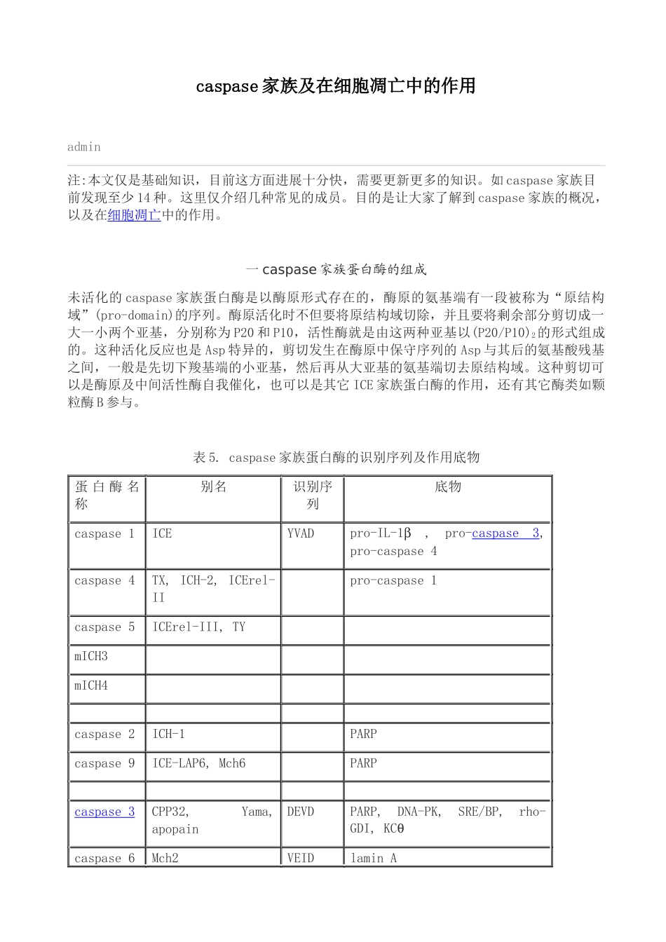 caspase家族及在细胞凋亡中的作用_第1页
