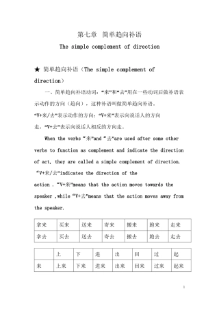 HSK4级语法讲练七-简单趋向补语