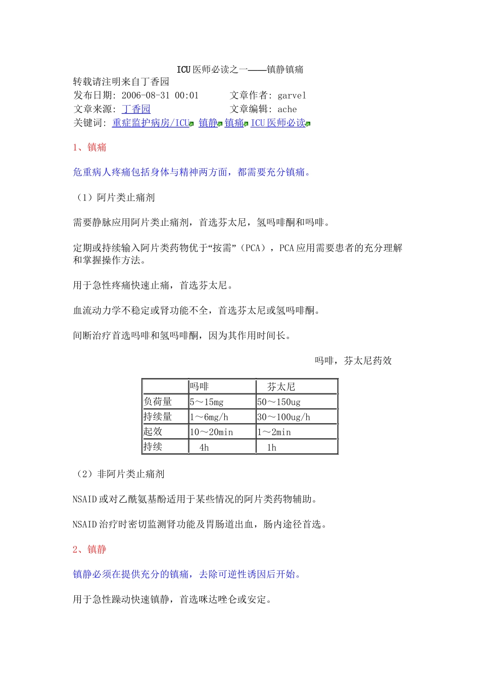 ICU医师必读之一——镇静镇痛_第1页