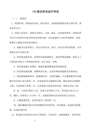 ICU重症患者监护常规