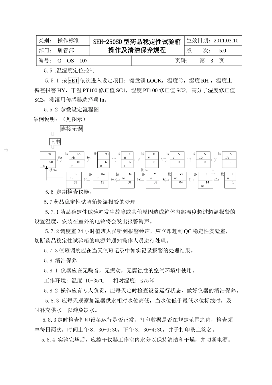 Q-OS-107SHH-250SD药品稳定性试验箱操作及清洁保养规程_第3页
